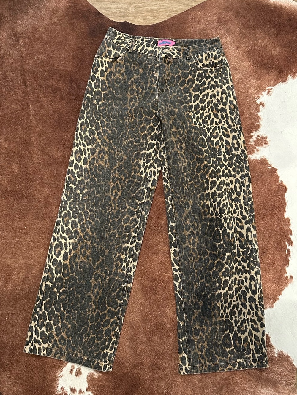 Edikted Leopard-Print Jeans in Brown and Black